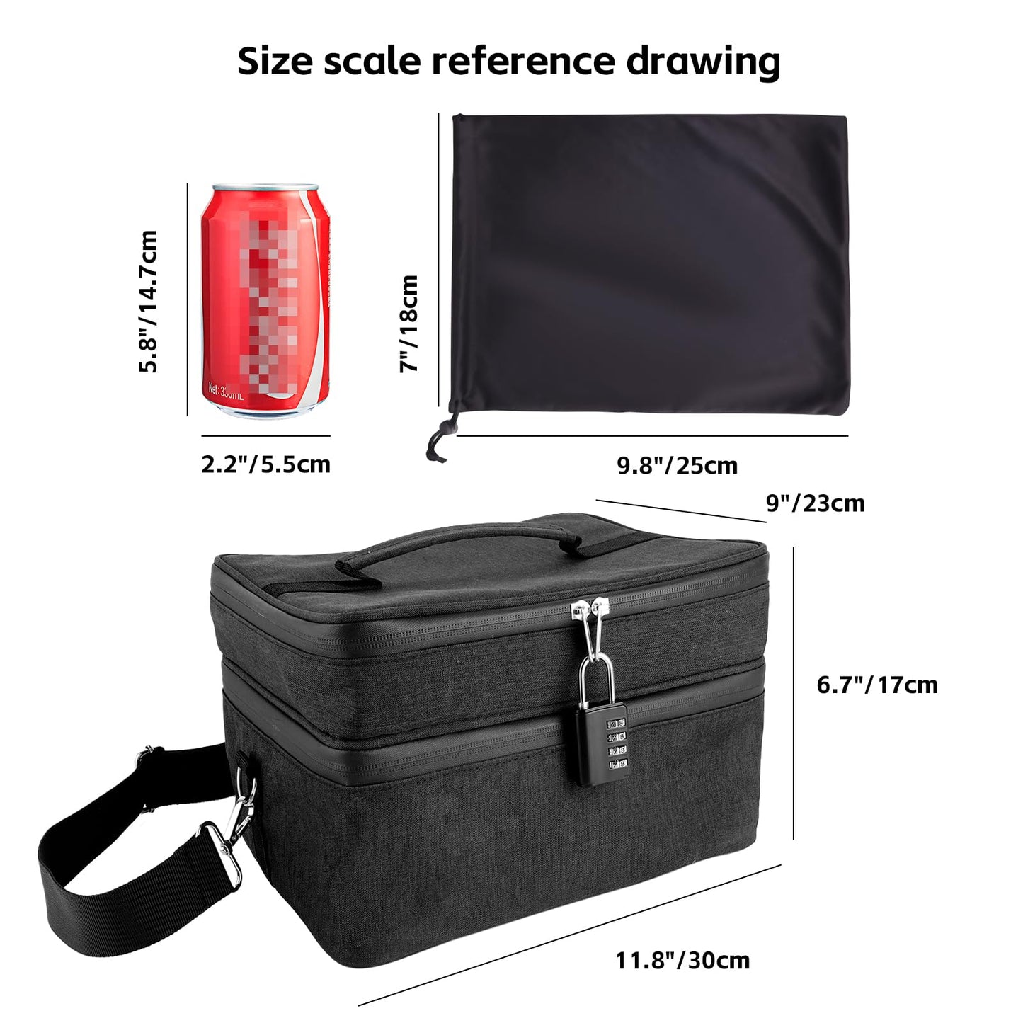 Discreet Lockable Adult Storage Toy Bag And 2pcs (7 * 9.8inch) Microfiber Drawstring Bag